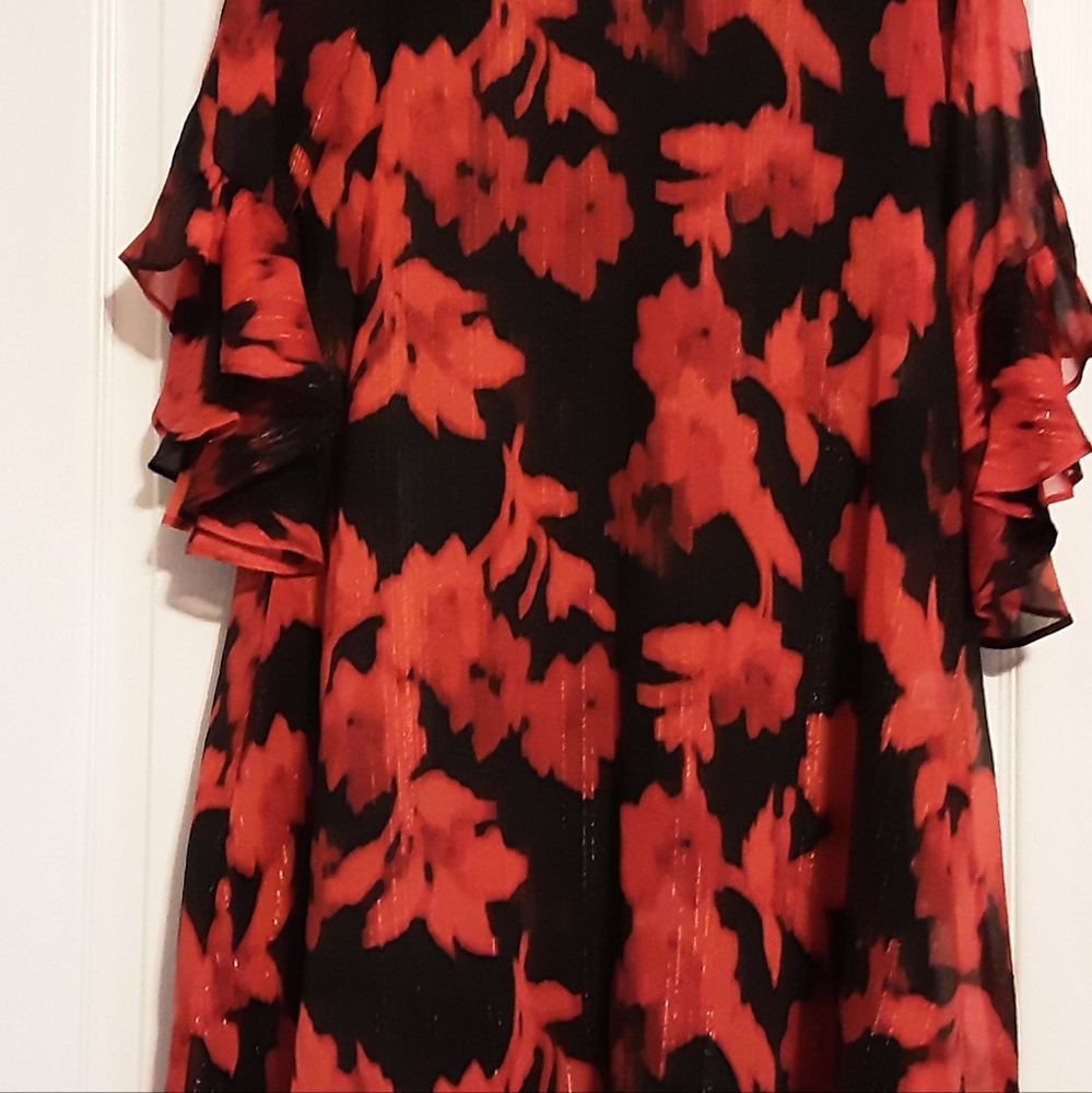 Calvin Klein Red and Black Floral Dress